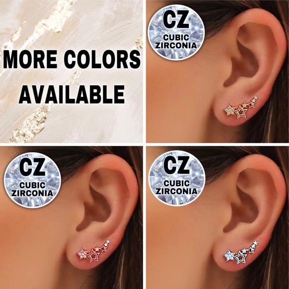 ⚜️[𝟯𝟬%𝗢𝗙𝗙|𝗯𝘂𝗻𝗱𝗹𝗲𝘀 𝟯+]⚜️CZ 18K Constellation Climber Earrings NEW - Picture 9 of 10